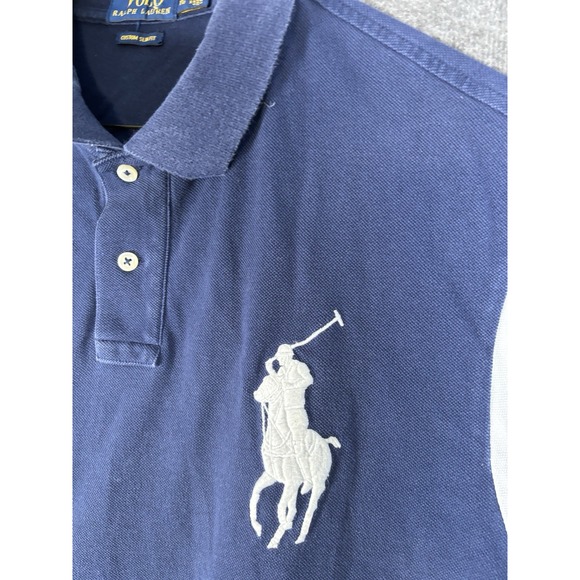 Polo Ralph Lauren Polo Shirt Big Pony #4 Custom Slim Fit Cotton Blue Mens XL - Picture 2 of 6